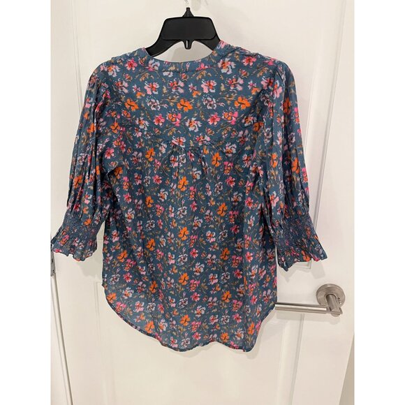 NWT Sundance Jeanie Ruffle Tunic Top Button Down Floral Print Ruffle SMALL - Picture 7 of 8